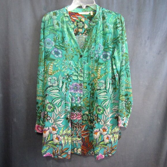 Soft Surroundings Luau Garden Top Tank Set Size S Green Floral Flowy Sheer Women - Picture 10 of 10